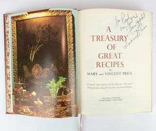Price, Vincent. (1911-1993) [Price, Mary Grant. (1917-2002)] "A Treasury of Great Recipes" - Signed