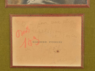Puccini, Giacomo. (1858–1924) Inscribed Card for Admission to a "Tosca" rehearsal