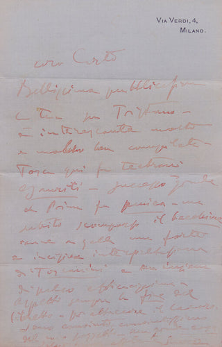 Puccini, Giacomo. (1858–1924) Autograph Letter Signed regarding Tosca and Tristan