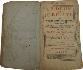 Purcell, Henry. (1659 - 1695) [Dragonetti, Domenico. (1763–1846)] [Novello, Vincent. (1781–1861)] Te Deum et Jubilate, for Voices and Instruments - EX-DRAGONETTI, INSCRIBED BY VINCENT NOVELLO