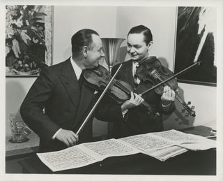 Rabin, Michael. (1936–1972) & Francescatti, Zino. (1902–1991) Original 1952 Photograph Playing Duets