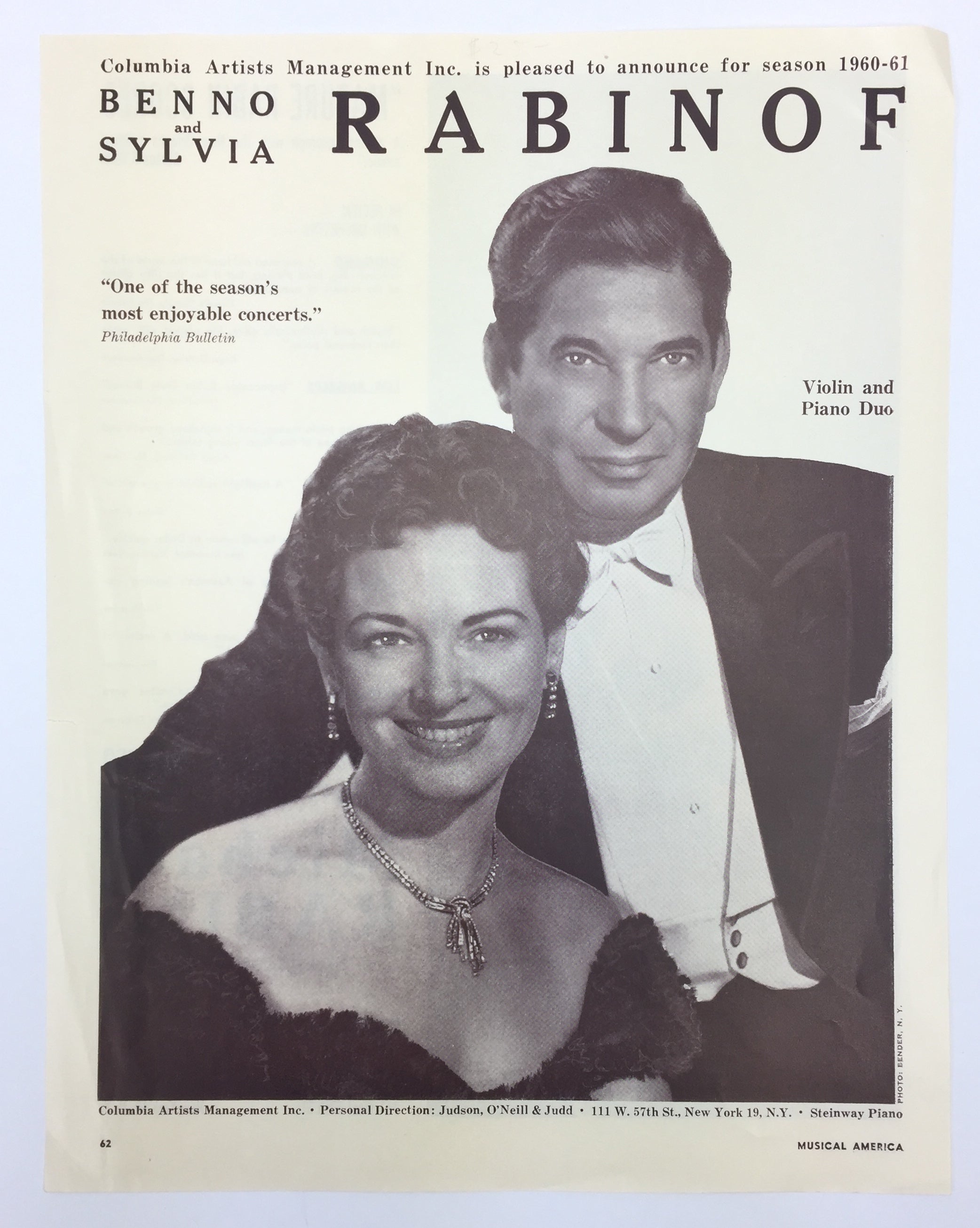 Rabin, Michael. (1936–1972) Halftone Photograph from Musical America ...