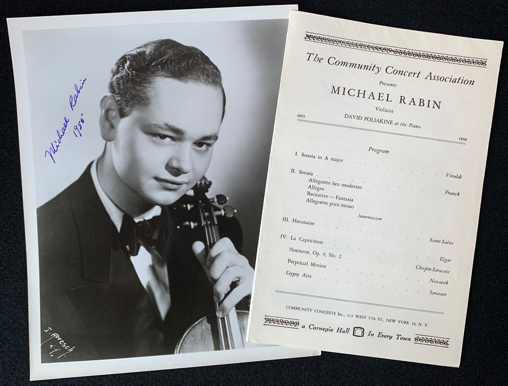 Rabin, Michael. (1936–1972) Signed Photograph with Program ...