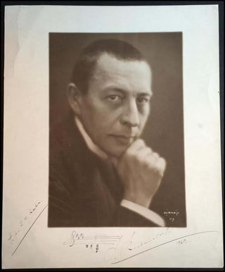 Rachmaninoff, Sergei. (1873–1943) Large Signed Photograph with Autograph Musical Quotation