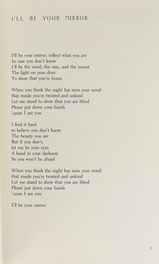 Reed, Lou (1942-2013) "Between Thought and Expression: Selected Lyrics of Lou Reed" - Signed First Edition