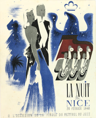 [JAZZ] Reinhardt, Django. (1910–1953) & Armstrong, Louis. (1901–1971) & Grappelli, Stéphane. (1908 - 1997) & Mezzrow, Milton "Mezz". (1899–1972) "La Nuit de Nice. A l'Occasion de la Finale du Festival du Jazz" [1948] - SIGNED PROGRAM