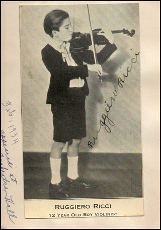 Ricci, Ruggiero. (1918–2012) Signed Photograph at age 12