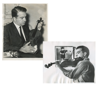 Ricci, Ruggiero. (1918–2012) Pair of Original Photographs with his Guarneri