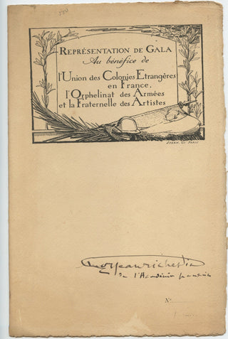 Jean Richepin signed wartime gala program, view 1