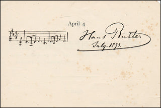 Richter, Hans. (1843  - 1916) Autograph Musical Quotation from "Ride of the Valkyries."