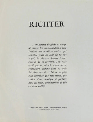 Richter, Sviatoslav. (1915–1997) Large Signed Photograph