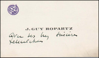 Ropartz, Joseph Guy Marie. (1864 - 1955) Inscribed Visiting Card