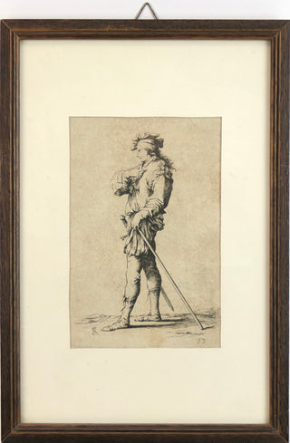 [Rosa, Salvator. (1615-1673)] Sandrart, Joachim. (1606 - 1688) Solider in Profile with Sword and Cane