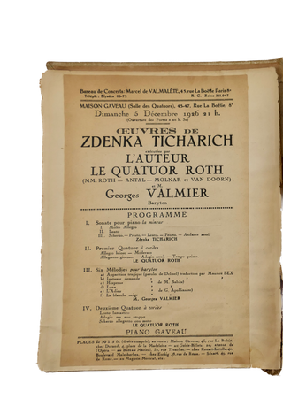 [Roth Quartet. (1922–1969)] 1926 - 28 Personal Programs & Clippings Collection of Jeno Antal