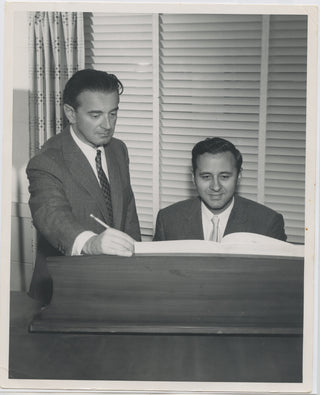 Rózsa, Miklós. (1907–1995) & Pennario, Leonard. (1924–2008) Photographic double portrait at the piano, ca 1956