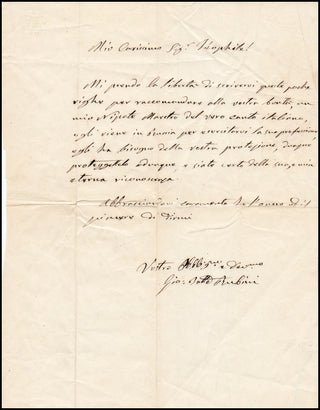 Rubini, Giovanni Battista. (1794–1854) Autograph Letter
