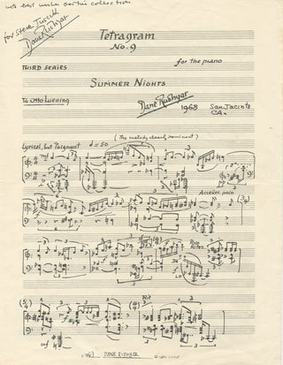 Rudhyar, Dane. (1895–1985) "Tetragram" - Signed Musical Score