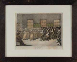 [Shakers] "SHAKERS, THEIR MODE OF WORSHIP" - Hand Colored Stipple Engraving, ca. 1830