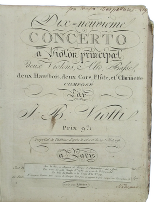 Saint-Georges, Joseph Bologne, Chevalier de. (1745–1799) & Viotti, Jarnovic, Cramer & Fodor Violin Concerto Sammelband