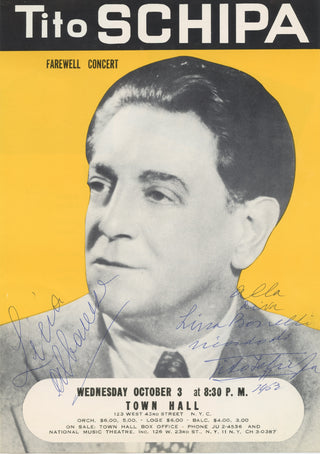 Schipa, Tito. (1888–1965) & Albanese, Licia. (1909–2014) Signed Farewell Concert Program