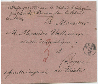 Schlegel, August Wilhelm. (1767–1845) Autograph Envelope to Alexandre Vattemare