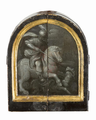 [School of Antwerp] Ca. 1600 Saint George and the Dragon / Veil of Veronica - Triptych