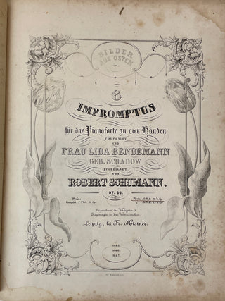 Schumann, Robert. (1810–1856) & Schubert, Franz. (1797–1828) & Mendelssohn-Bartholdy, Felix. (1809–1847) & Gade, Niels. (1817–1890) & Schulhoff, Julius. (1825–1898) Sammelband of Works for Piano 4 Hands, including First Editions
