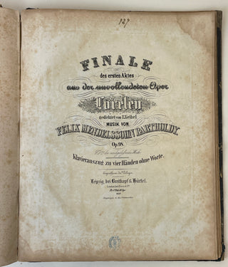 Schumann, Robert. (1810–1856) & Schubert, Franz. (1797–1828) & Mendelssohn-Bartholdy, Felix. (1809–1847) & Gade, Niels. (1817–1890) & Schulhoff, Julius. (1825–1898) Sammelband of Works for Piano 4 Hands, including First Editions