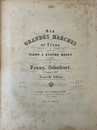 Schumann, Robert. (1810–1856) & Schubert, Franz. (1797–1828) & Mendelssohn-Bartholdy, Felix. (1809–1847) & Gade, Niels. (1817–1890) & Schulhoff, Julius. (1825–1898) Sammelband of Works for Piano 4 Hands, including First Editions