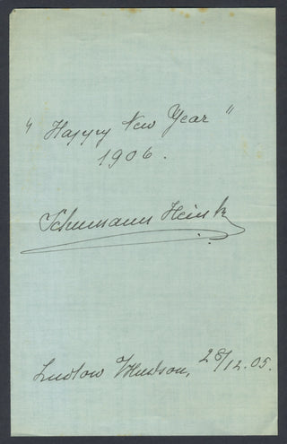 Schumann-Heink, Ernestine. (1861–1936) Autograph New Year's Wishes