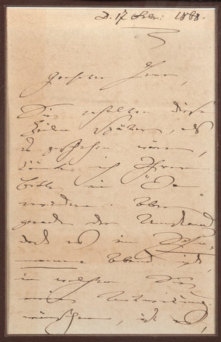 Schumann, Clara. (1819–1896) "Cannot perform a Schumann evening" - Autograph Letter Signed with Picture