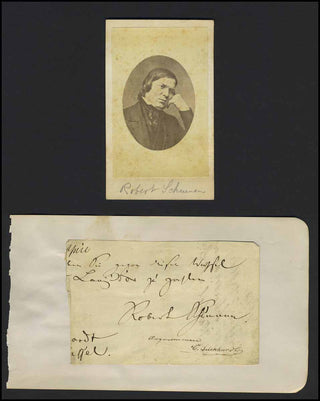 Schumann, Robert. (1810–1856) Autograph Signature & Original CDV Photograph