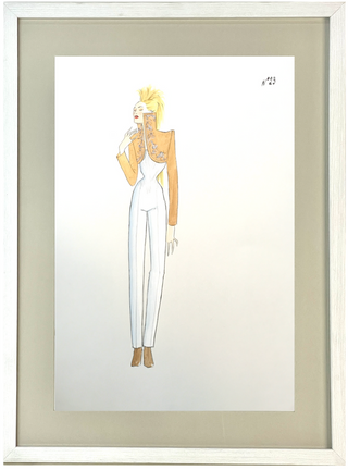 McQueen, Lee Alexander. (1969 - 2010) Original Drawing for his First Givenchy Haute Couture Collection