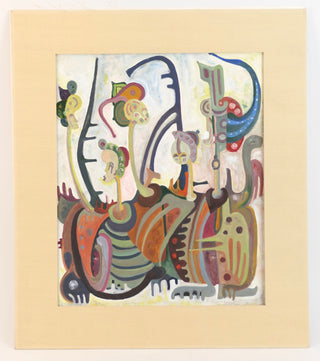 Seck, Birame. (Senegalese; deceased 2019) Abstraction with Masked Figures, ca. 1990