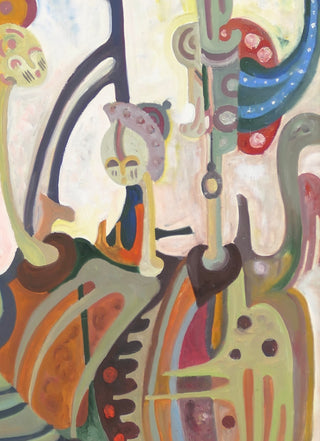 Seck, Birame. (Senegalese; deceased 2019) Abstraction with Masked Figures, ca. 1990