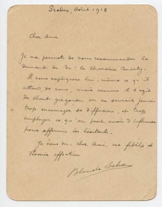 Selva, Blanche. (1884 - 1942) Autograph Letter regarding Gregorian Chant