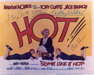[Monroe, Marilyn. (1926–1962)] Curtis, Tony. (1925–2010) & Lemmon, Jack. (1925–2001) & Wilder, Billy. (1906–2002) "Some Like It Hot" - Signed Reproduction Poster Photograph