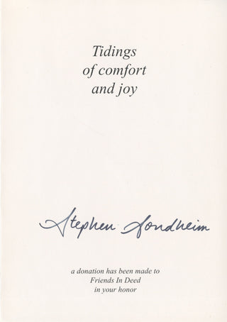 Sondheim, Stephen. (1930–2021) Autograph Signed Holiday Card