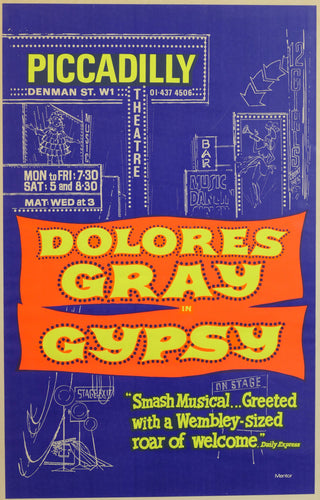 [Sondheim, Stephen. (1930-2021) & Styne, Jule. (1901-1994)] Gray, Dolores. (1924 - 2002) Dolores Gray in "Gypsy" - Framed London Broadside Poster