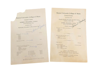 Spalding, Albert. (1888-1953) Two Autograph Letters, Two Signed Programs and Two Original Photographs