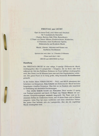 Stockhausen, Karlheinz.  (1928 - 2007) "LICHT" - SIGNED Set of Libretti