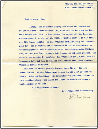 Strauss, Richard. (1864–1949) Three typed letters signed ('Dr Richard Strauss')