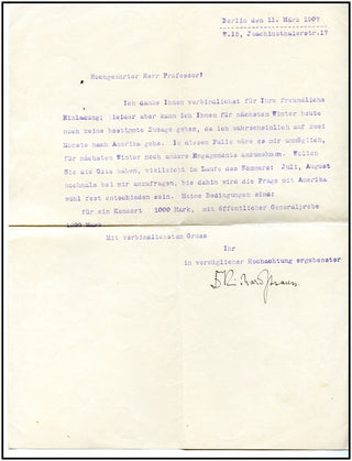 Strauss, Richard. (1864–1949) Three typed letters signed ('Dr Richard Strauss')