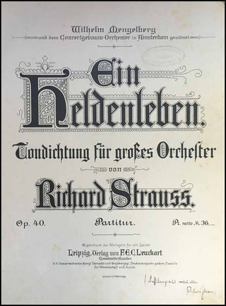 Strauss, Richard. (1864–1949) [Panzner, Karl. (1866–1923)] Ein Heldenleben. Tondichtung für großes Orchester [...] Op. 40.
