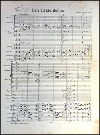 Strauss, Richard. (1864–1949) [Panzner, Karl. (1866–1923)] Ein Heldenleben. Tondichtung für großes Orchester [...] Op. 40.