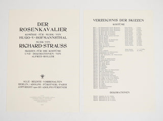 [Strauss, Richard. (1864–1949)] [Roller, Alfred. (1864-1935)] [Lagerfeld, Karl. (1933-2019)] Der Rosenkavalier Costume Portfolio Facsimiles