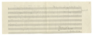 Strauss, Richard. (1864–1949) "Hymne an die Liebe" [3 Hymnen von Friedrich Hölderlin, Op.71, No. 1] - Autograph Manuscript Sketch Leaf, Signed on the composer's 60th Birthday
