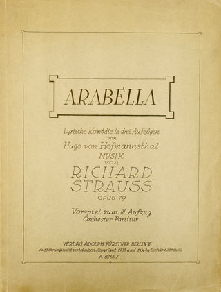Strauss, Richard. (1864–1949) [Mitropoulos, Dimitri. (1896–1960)] "Arabella" - Specially Prepared Conductor's Score from the Collection of Mitropoulos