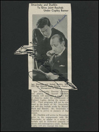 Stravinsky, Igor. (1882–1971) & Dushkin, Samuel. (1891–1976) Signed Photograph