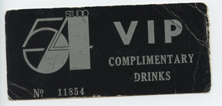 [Studio 54] Vintage Studio 54 "VIP Complimentary Drinks" Ticket